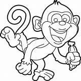 Coloring Pages Monkey Cute Print sketch template