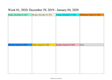 5 Free Printable Weekly Planner Calendar 2020 Template