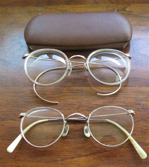 Antique Vntg Wire Rim Eye Glasses Art Craft 1 10 12k Gf 2 Pair With
