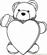 Heart Bear Coloring Valentine Printable Valentines Pages Color Holidays sketch template