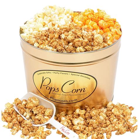 gourmet popcorn tin  large gallons  flavors  perfect gift