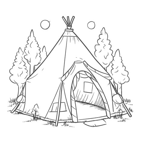 tepee coloring sheets  printable camping coloring pages  adults
