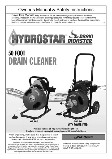 pacific hydrostar   ft commercial power feed drain cleaner owners manual manualzz