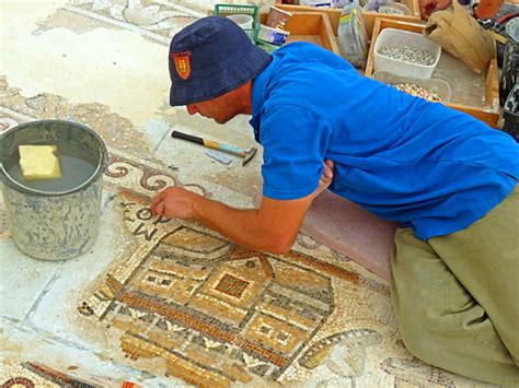 byzantine period mosaic map of ancient egyptian city uncovered in israel archaeology sci