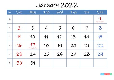 printable january  calendar word template inkm