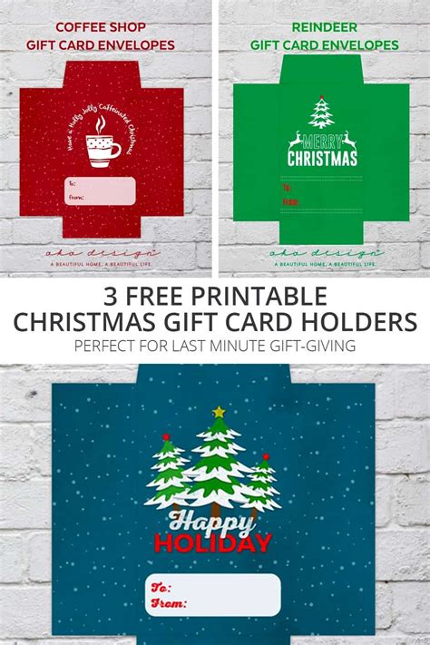 printable christmas gift card holders   minute gift giving