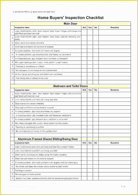 property inspection checklist templates   printable home