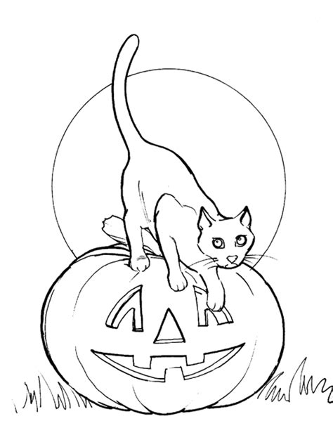 kids korner  coloring pages halloween cat jack  lantern