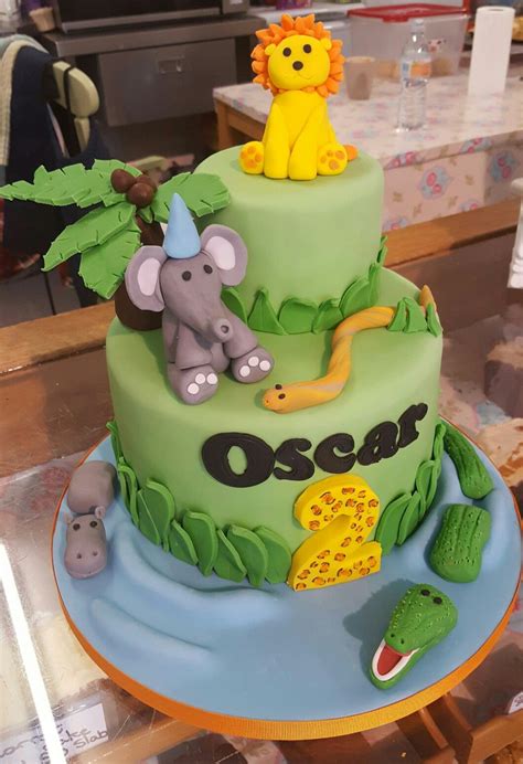 jungle theme birthday cake tortas