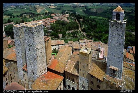 picture photo towers seen from torre grossa san gimignano tuscany italy