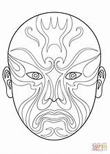 Mask Opera Chinese Coloring Template Pages Drawing Printable Dragon Masks Kids Cool Painting Crafts Paper Imgarcade sketch template