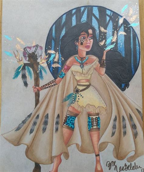 pocahontas warrior princess by zoesart101 disney illustration disney