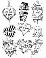 Tattoo Tattoos Flash Mcr Small Coloring Pages Sheet Tatoo Drawings Sheets Heart Band Body Cards Playing Katelyn Halloween Amazon Lovely sketch template