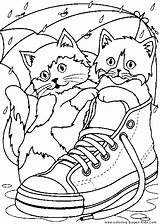 Coloring Pages Cats Cat Color Sheets Printable Cute Animal Kids Two Print Shoe Kittens sketch template