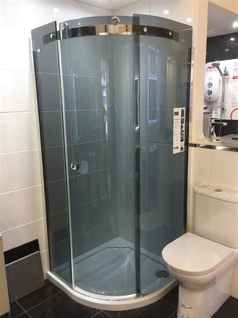 merlyn m10 900mm quadrant smoked glass frameless shower screen free