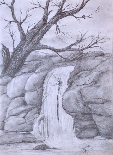 waterfall drawing  jeannie anderson