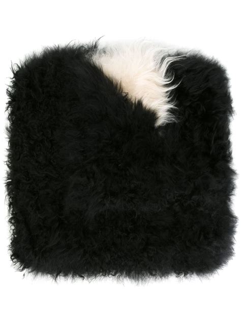 msgm goat fur scarf  black lyst