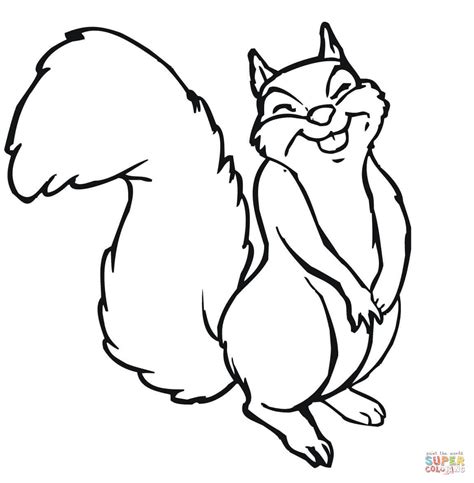 smiling squirrel coloring page  printable coloring pages