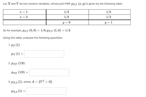 solved let x and y be two random variables whose joint pmf