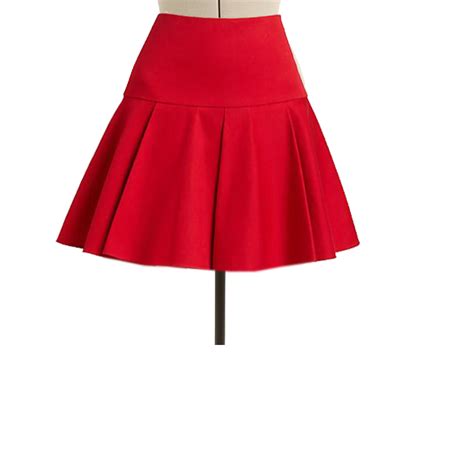 red mini yoke skirt  circular pleats custom fit fully lined handmade elizabeths custom