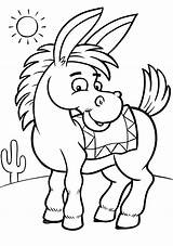 Coloring Pages Animal Printable Donkey sketch template