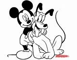 Mickey Coloring Mouse Pluto Pages Friends Disneyclips Hugging sketch template