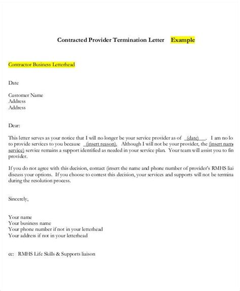 termination letter templates   word  documents