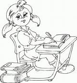 Coloring Desk Sitting Schoolgirl Pages رسومات Yahoo Search Kids Board مدرسيه Coloriage Colouring Designlooter Book Choose sketch template