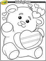 Coloring Crayola Bear Teddy Valentines Pages Valentine Print sketch template