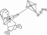 Kite Flying Coloring Caillou Pages Kids Cartoon Categories sketch template