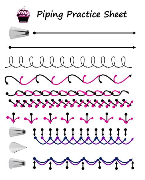 printable piping practice sheet buttercream cake decorating