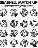 Coloring Pages Shell Seashell Sea Shells Match Seashells Crayola Printable Kids Colouring Preschool Print Spring Color Matching Book Sewing Machine sketch template