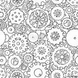 Cogs Coloring Gears Designlooter Seamless Doodle Pattern Cartoon Wallpapers Used sketch template