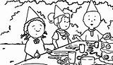 Picnic Coloring Caillou Pages Family Wecoloringpage Printable Getcolorings sketch template