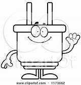 Plug Coloring Mascot Waving Electric Clipart Cartoon Cory Thoman Outlined Vector 2021 sketch template