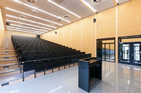 pin  architizer  wood lecture hall design hall design modern