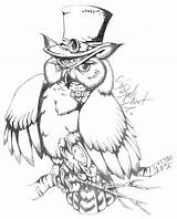 Steampunk Owl Drawing Tattoo Getdrawings sketch template