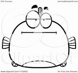 Bored Chubby Fish Clipart Cartoon Outlined Coloring Vector Cory Thoman Royalty sketch template