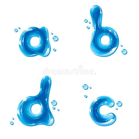 Abc Water Liquid Set Small Letters A B C D Royalty Free