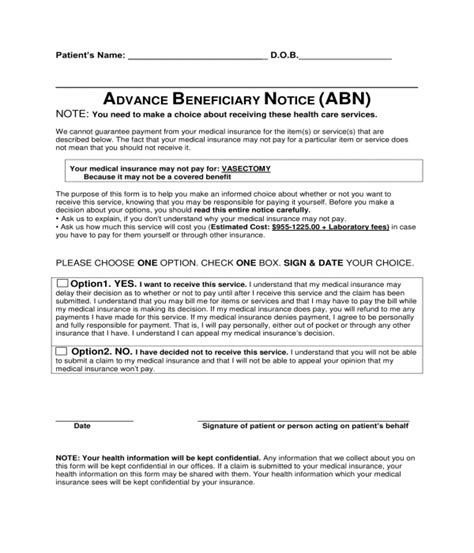 advance beneficiary notice forms   ms word