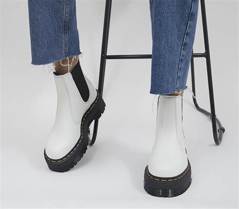 dr martens  quad chelsea white womens ankle boots