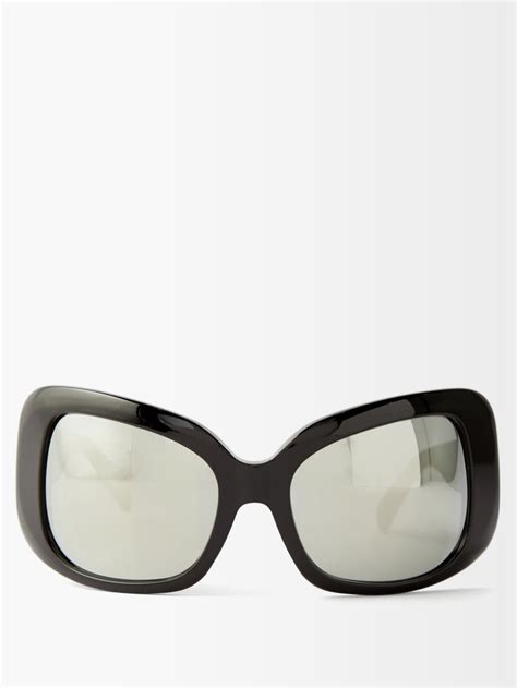 black wraparound mirrored acetate sunglasses celine eyewear