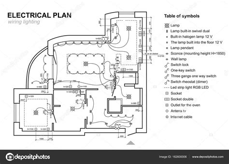 plan wiring lighting electrical schematic interior set  standard icons switches electrical
