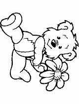 Bear Coloring Teddy Flower Pages Spring Primarygames Printable Pdf sketch template