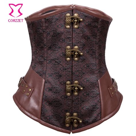 buy vintage brown brocade steel boned underbust corset