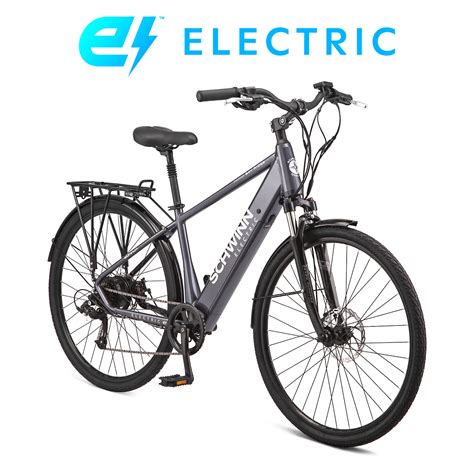 schwinn  bay ridge hybrid electric bike  adults  speeds  ebike motor gray