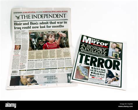 newspapers tabloid broadsheet independent mirror gulf war stock