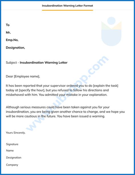 insubordination warning letter template