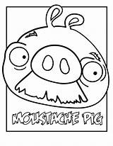Coloring Pig Angry Printable Birds Moustache Bird Rovio Hit Game sketch template