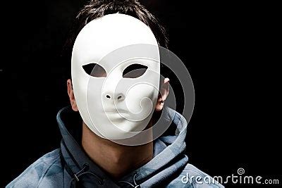 young man  white mask royalty  stock  image